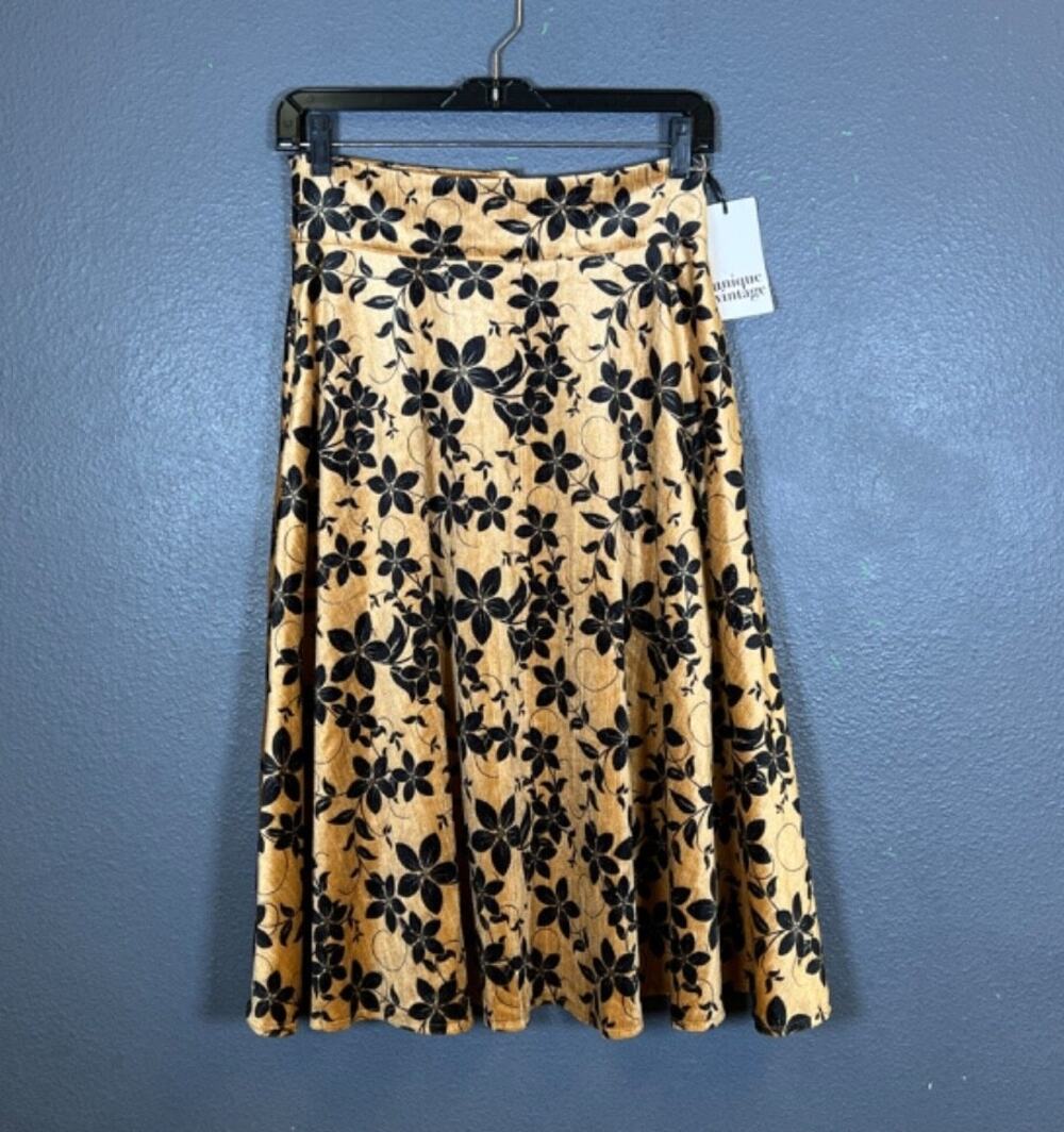 Unique Vintage S/4 women’s NEW dress flower retro Y2K style mustard velvet